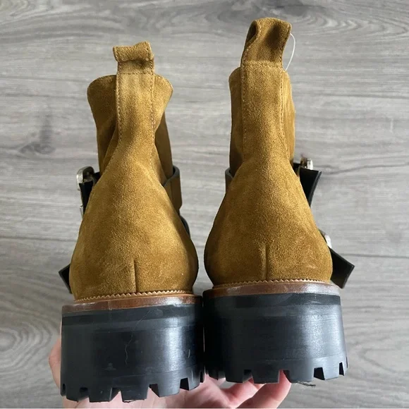 Freda Salvador Athena Suede Moto Boot Acorn Suede Size 7.5 - Picture 3 of 6